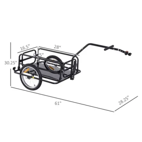 Bike Cargo Trailer, 16" Wheels Bike Wagon Cart, Foldable Compact Storage, with ordinary Hitch,  88 lbs. Capacity image {5}