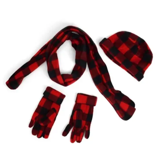 Buffalo Checks Plaid Gloves Scarf Hat Winter Set For Women image {5}