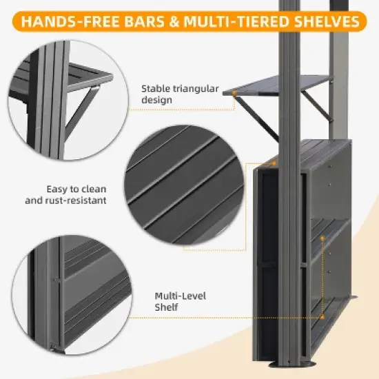 EROMMY 8 Ft. W x 6 Ft. D Aluminum Grill Gazebo image {6}