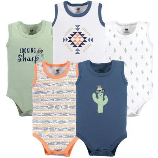 Hudson Baby Infant Boy Cotton Sleeveless Bodysuits 5pk, Cactus image {2}
