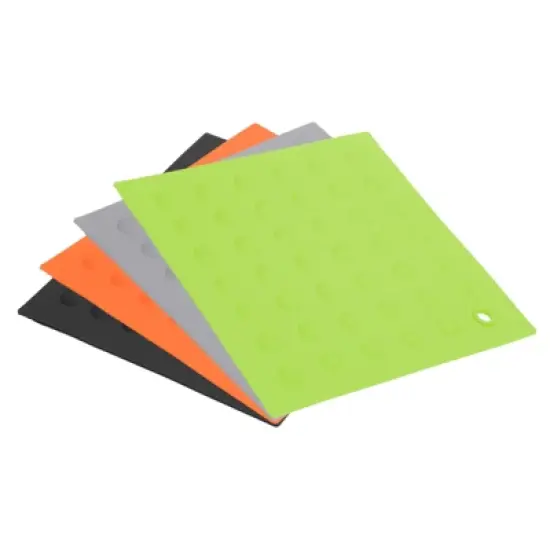 Unique Bargains Flexible Durable Non-Slip Silicone Trivet Mat Black/Grey/Green/Orange 4 Pcs image {3}