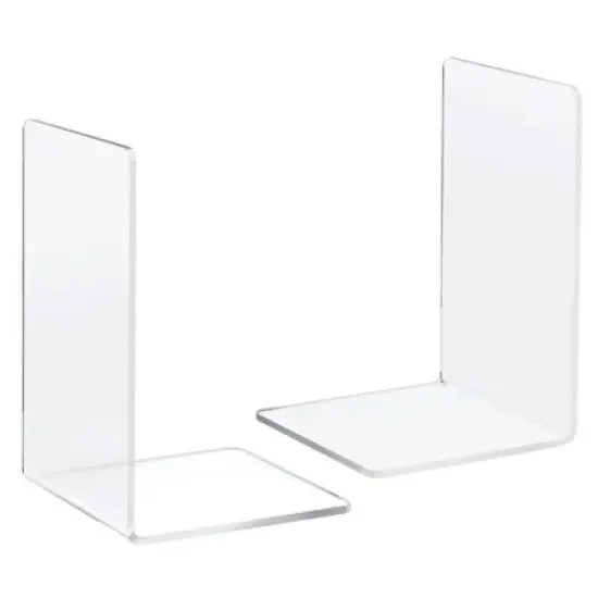 Juvale 6 Pack Acrylic Bookends for Shelves, Clear Book Ends L Shaped Book Stoppers for Office & Home, 4.5 x 7.1 in image {4}
