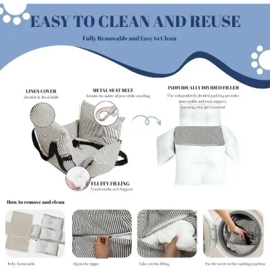 Hachikiko Versatile Pet Car Seat Bed - Expandable Dog Booster with Side Pockets & Safety Straps image {2}