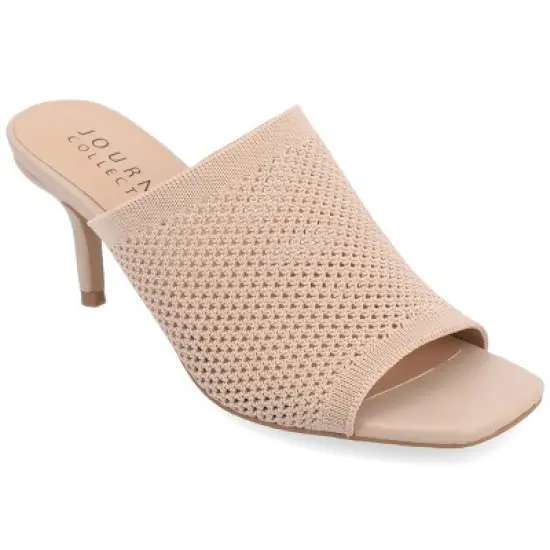 Journee Collection Womens Leighton Soft Knit Slip On Open Toe Pumps image {13}