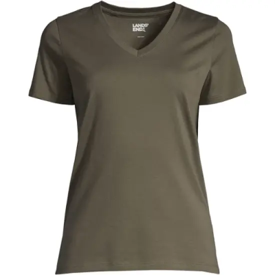 Lands' End Women's Relaxed Supima Cotton Short Sleeve V-Neck T-Shirt image {14}