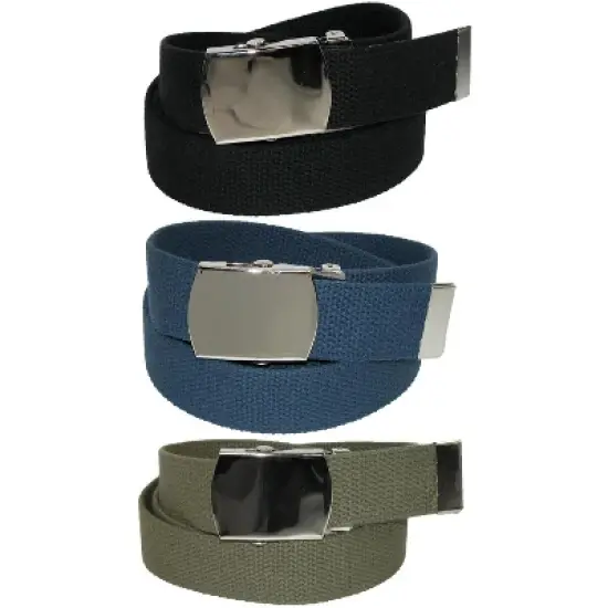 CTM Big & Tall Cotton Belt with Nickel Buckle (Pack of 3 Colors) image {4}