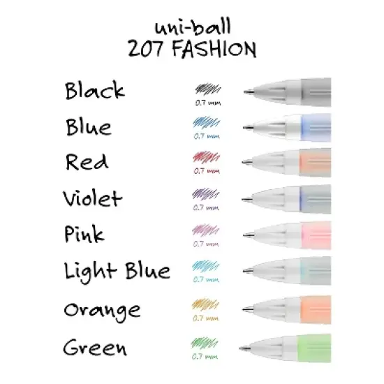 uni-ball uniball 207 Fashion Retractable Gel Pens Medium Point 0.7mm Assorted Ink 8/Pack (1739929) image {7}