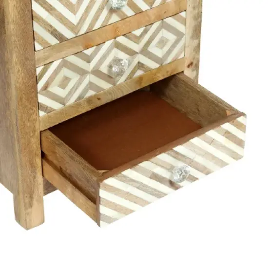 Sandia Handcrafted Boho 4 Drawer Mango Wood Nightstand Natural/White - Christopher Knight Home image {7}