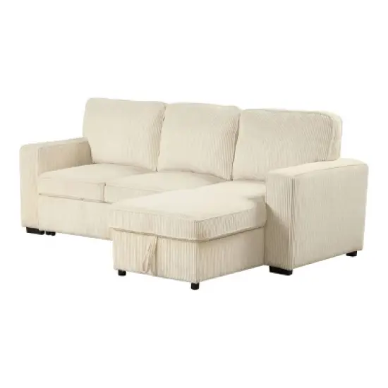HOMES: Inside + Out Paeke Sleeper Sectional Sofa Corduroy with Storage Chaise and Reversible image {10}