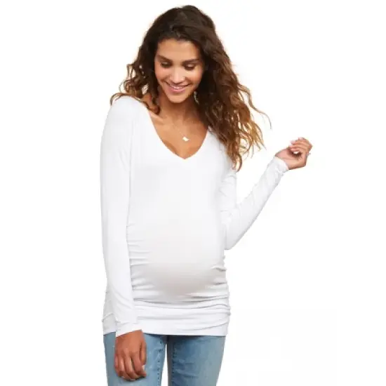 Longsleeve Side Ruched Maternity T Shirt | Motherhood Maternity image {8}