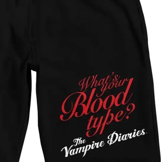 Vampire Diaries What's Your Blood Type Men's Black Sleep Pajama Shorts image {1}