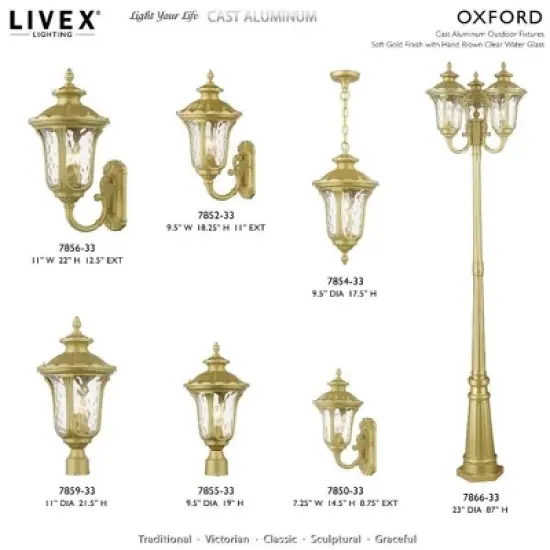 Livex Lighting Oxford 3 - Light Post Light in  Soft Gold image {2}