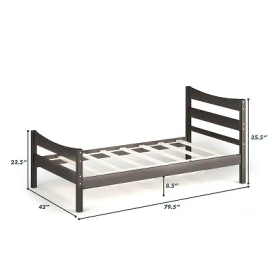 Costway Twin Size Platform Bed Frame Foundation w/Headboard &Wood Slat Support image {1}