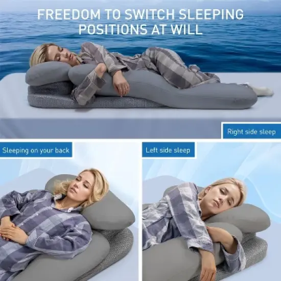 Acoinel H-Shaped 3-in-1 Side Sleeper Pillow, Ergonomic Support for Neck/Back/Shoulders, White image {1}