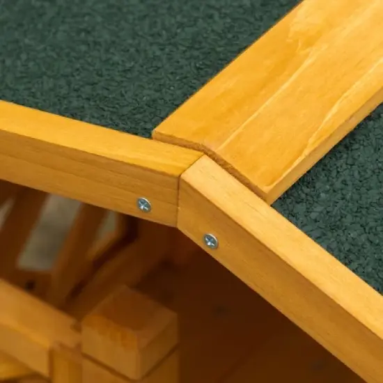 PawHut Outdoor Cat House, 2-Story Shelter for Feral Cats, Wooden Kitten Condo with Asphalt Roof, Stairs, Balcony, 30"x20"x29", Natural image {4}