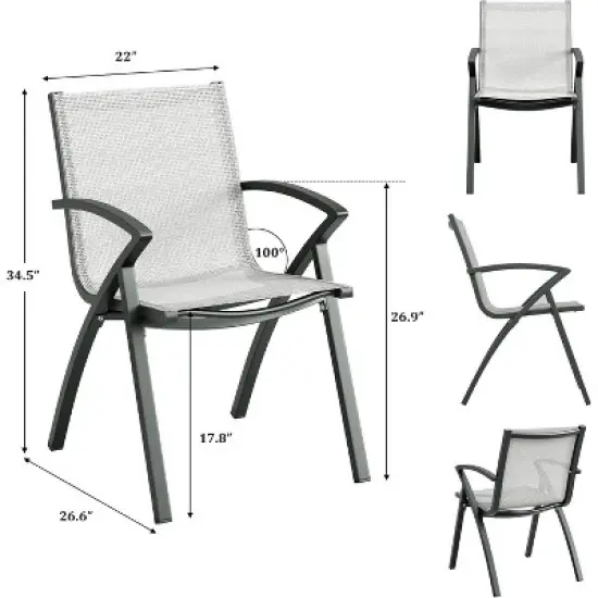 Outdoor Patio Dining Sets with Umbrella Hole, Outdoor Dining Set with 71" Aluminum table & Aluminum Sling Back Chair, Outdoor Patio Furniture Sets image {2}