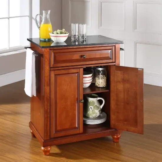 Cambridge Granite Top Portable Kitchen Island/Cart Cherry/Black - Crosley image {2}