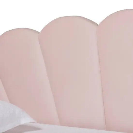 Timila Velvet Fabric Upholstered Daybed with Trundle Light Pink - Baxton Studio image {6}