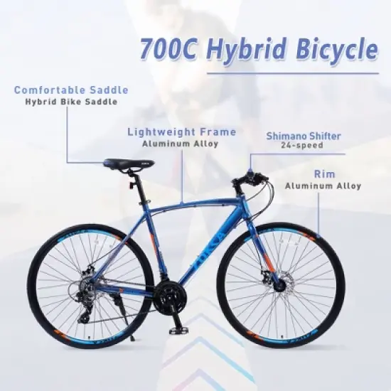 Gulches 700C Hybrid Bicycle with Disc Brakes - Blue image {6}