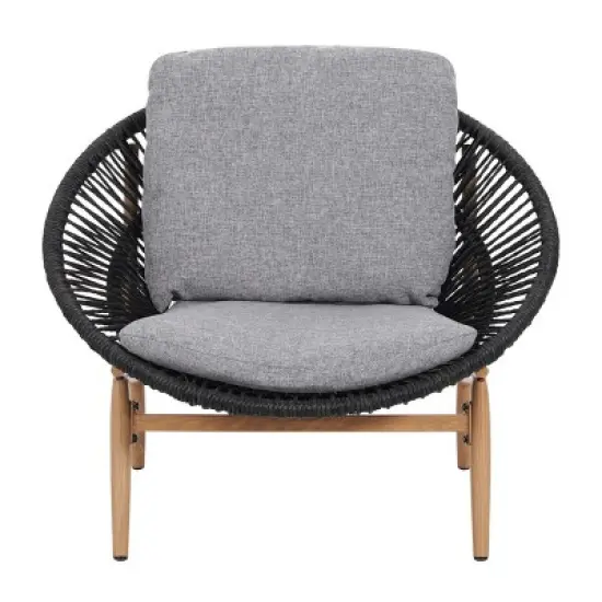 Outdoor PE Rattan Papasan Lounge Chairs,Lounge Chair with Iron Frame for Garden,UV Resistant Chair with Fade Resistant Cushion-Coolbibila image {6}