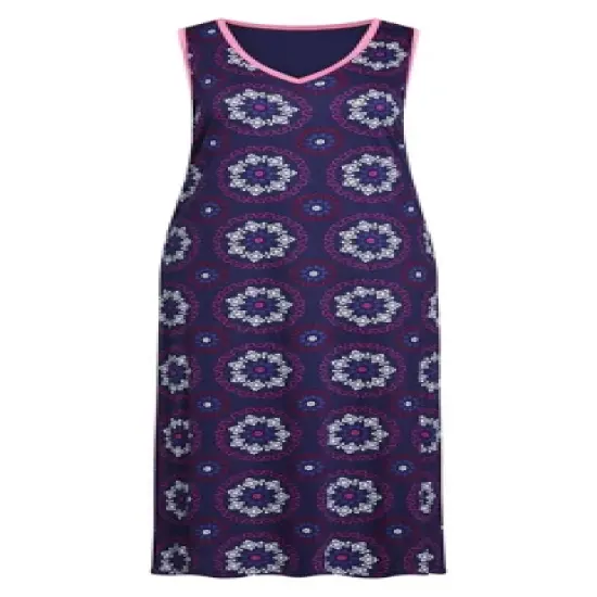 Women's Plus Size Side Split Sleeveless Print Maxi Sleep Dress - violet  | AVENUE image {2}