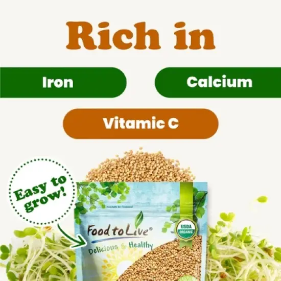 Organic Clover Sprouting Seeds - by Food To Live image {3}