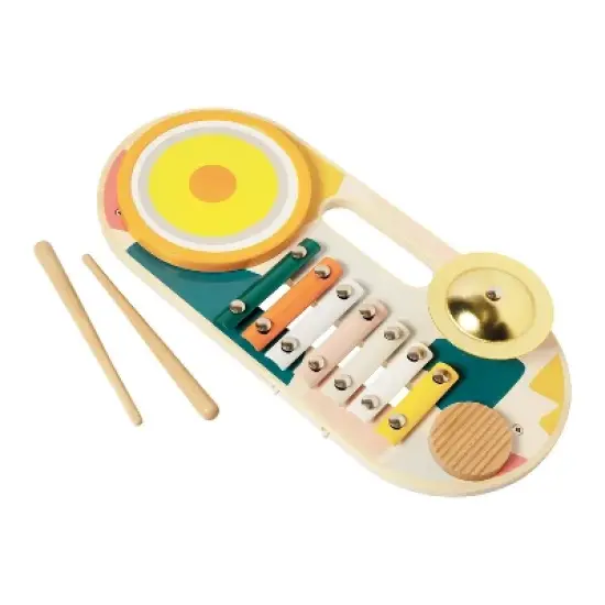 Manhattan Toy Beats to Go Wooden Toddler and Preschool Musical Learning Toy Xylophone, Drum, Cymbal and Washboard image {7}