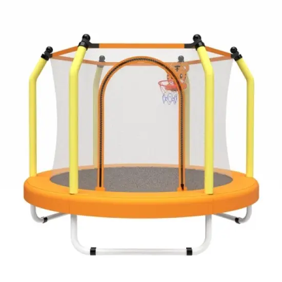 HFYee 4.6FT Toddler Trampoline Mini Basketball Hoop & Safety Guard for Ages 1.5-4 Dual-Use image {8}