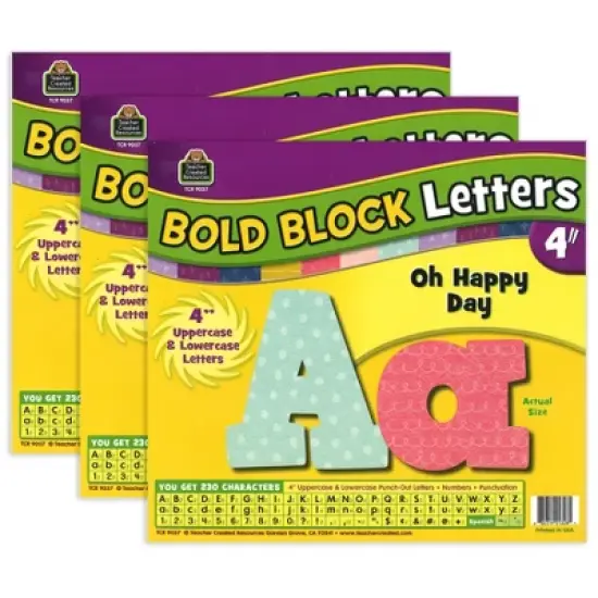 Teacher Created Resources&reg; Oh Happy Day Bold Block 4" Letters Combo Pack, 230 Pieces Per Pack, 3 Packs image {2}