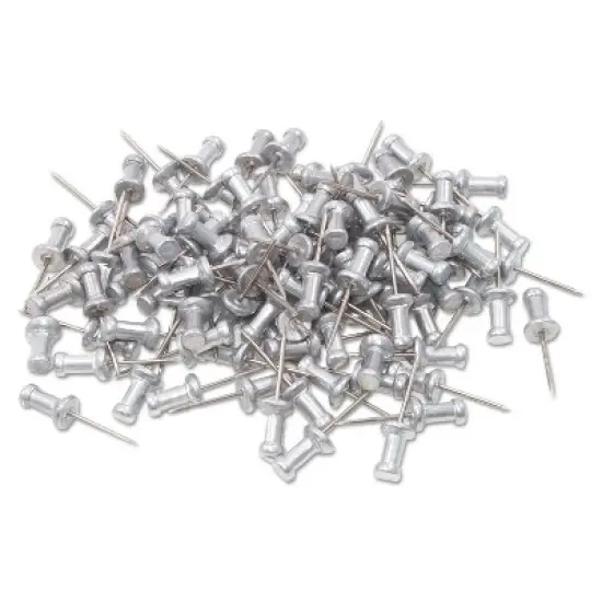 Gem Aluminum Head Push Pins Aluminum Silver 5/8" 100/Box CPAL5 image {1}
