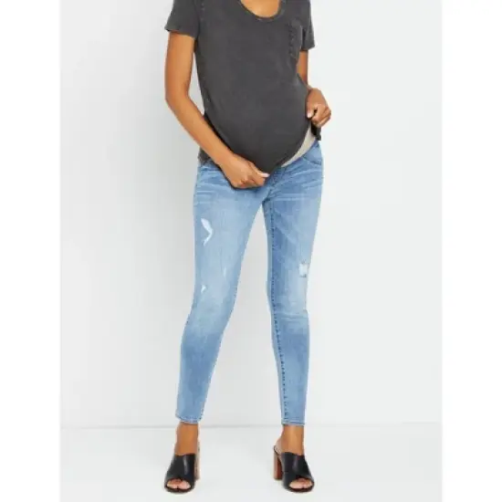 Indigo Blue Sustainable Secret Fit Belly Skinny Leg Maternity Jeans | Motherhood Maternity image {1}