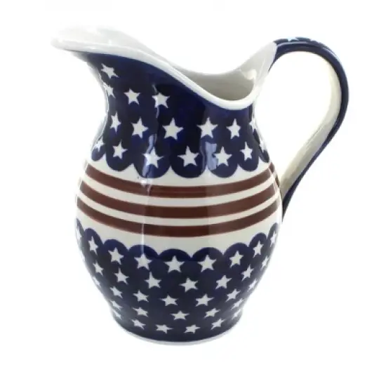 Blue Rose Polish Pottery 1160 Zaklady Pitcher image {11}