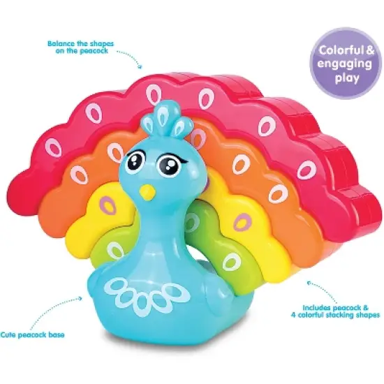 Kidoozie Rainbow Peacock Stacker, Many Ways to Stack, Colorful and engaging play, Easy to grasp, For Ages 12 months and up image {3}