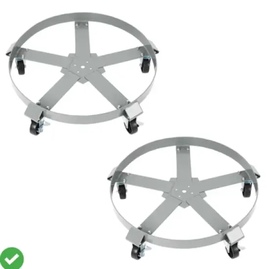 2-Pack 55 Gallon Heavy Duty Drum Dolly - 1250LB Capacity Barrel Cart w/5 Swivel Casters Reinforced Cross Braces & Steel Frame image {6}