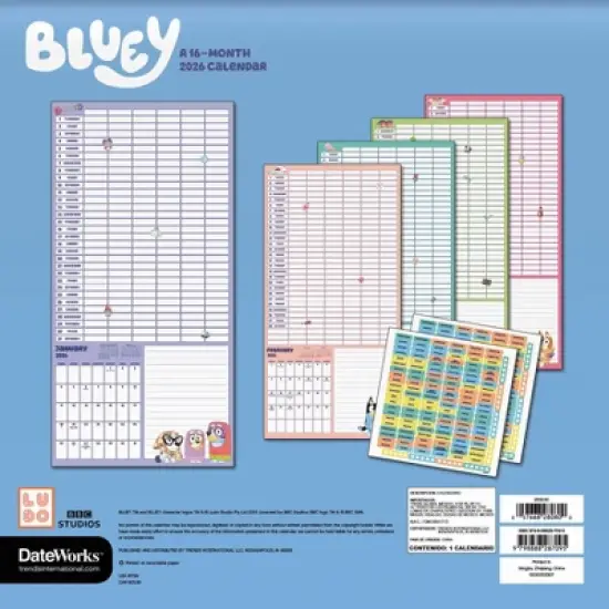 Trends International 2026 Bluey Sticker 12"x12" Wall Calendar image {3}
