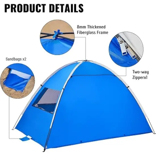 Boersma Beach Tent &ndash; UPF 50+ sun protection, fits 4 people. Portable, easy to set up, perfect for beach days, picnics, and outdoor shade. image {4}