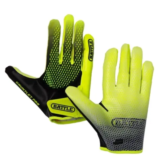 Battle Sports Adult Gauntlet Pro Receiver Football Glove - Safety Yellow/Black image {2}