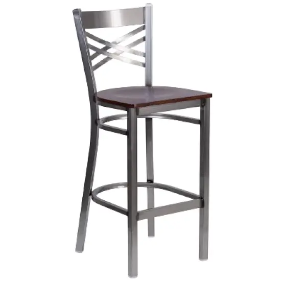 Flash Furniture Clear Coated ''X'' Back Metal Restaurant Barstool image {11}