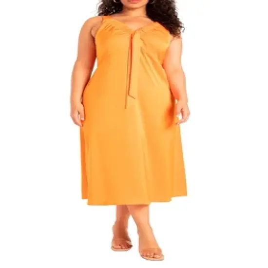 ELOQUII Women&rsquo;s Plus Size Midi Dress With Ruched Neckline image {2}