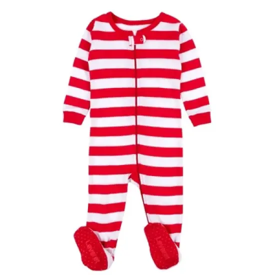 Leveret Kids Footed Cotton Striped Christmas Pajamas image {7}