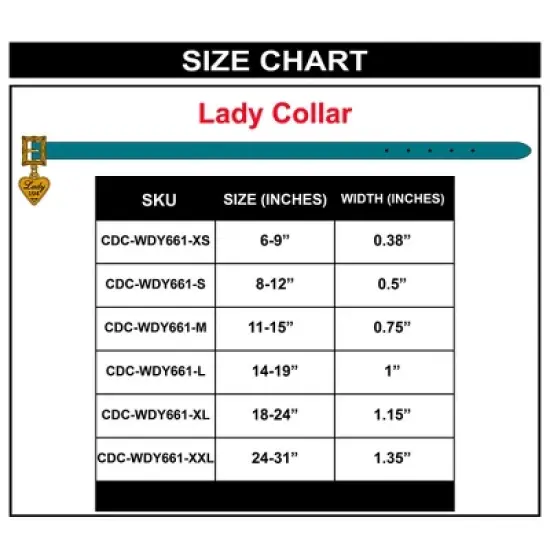 Buckle-Down Vegan Leather Dog Collar - Disney Lady and the Tramp LADY 194 Heart Charm image {5}