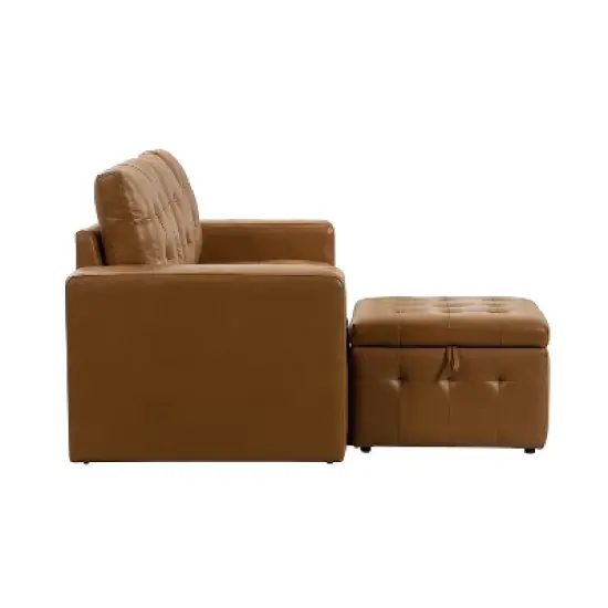 Javier Genuine Leather Upholstered Sofa Set 87" wide Sofa with Removable Back Cushions and Hidden Interior Storage | ARTFUL LIVING DESIGN image {3}