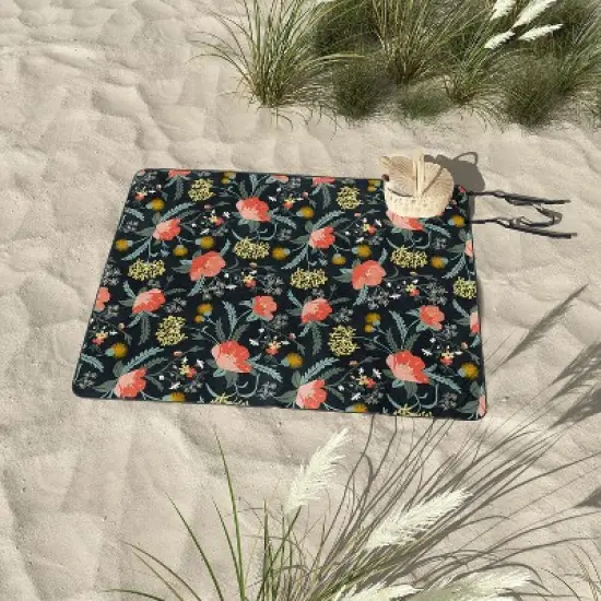 Heather Dutton Poppy Meadow Midnight Picnic Blanket - Deny Designs image {2}