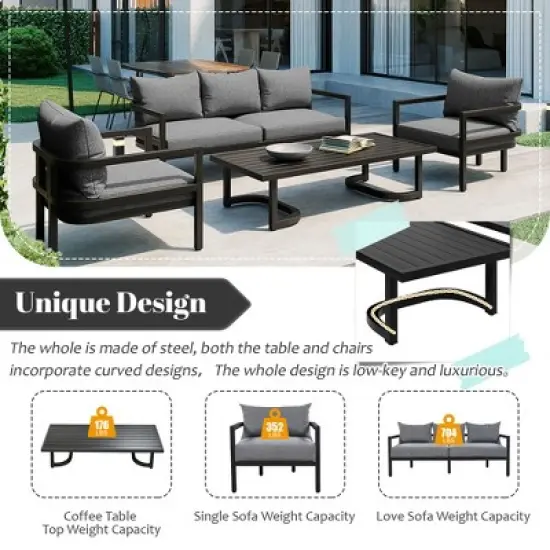 FIONECA U-Style Multi-Person Outdoor Steel Sofa Set &uml;C Waterproof, Rust & UV Resistant, Durable Seating for Gardens and Lawns image {2}