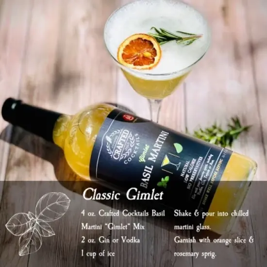 Crafted Cocktails Basil Martini Gimlet Mix: 6 Pack&nbsp; 60 Calories, Handcrafted with Agave, Lime and Basil: Effortless Mixology with Gourmet Flavor image {2}