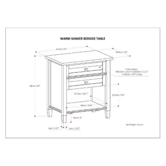 24" Norfolk Solid Wood Nightstand - WyndenHall image {8}