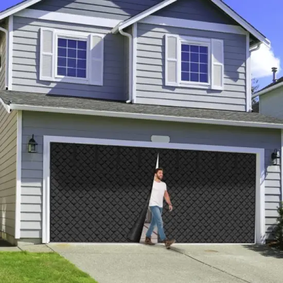 VEVOR Garage Door Screen for Winter, 16x7FT, Garage Door Insulation Kit, Magnetic Thermal Insulated Door Curtain with 300D Oxford Fabric, Black image {1}