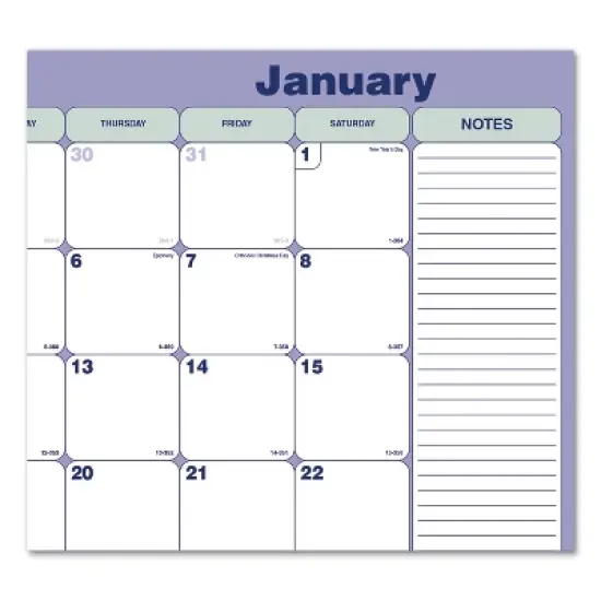 Monthly Desk Pad Calendar, 21.25 x 16, White/Blue/Green Sheets, Black Binding, Black Corners, 12-Month (Jan to Dec): 2026 image {1}