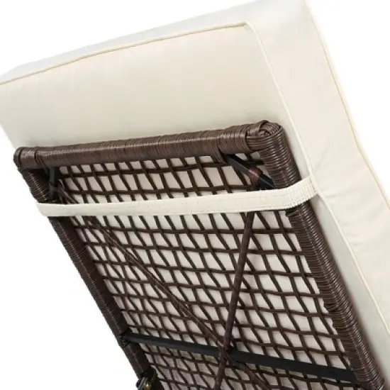 Whisen Rattan Outdoor Lounge Chair, Patio Chaise Lounge with 5-Position Backrest image {14}