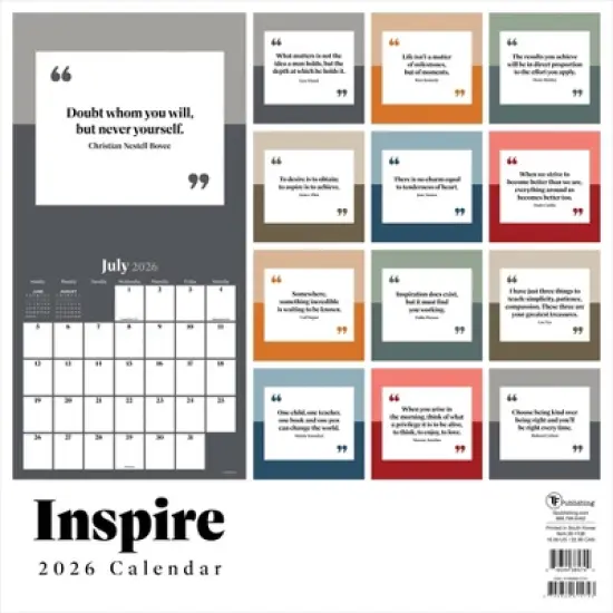 TF Publishing 13.5"x14.5" 2026 Inspire Wall Calendar image {4}